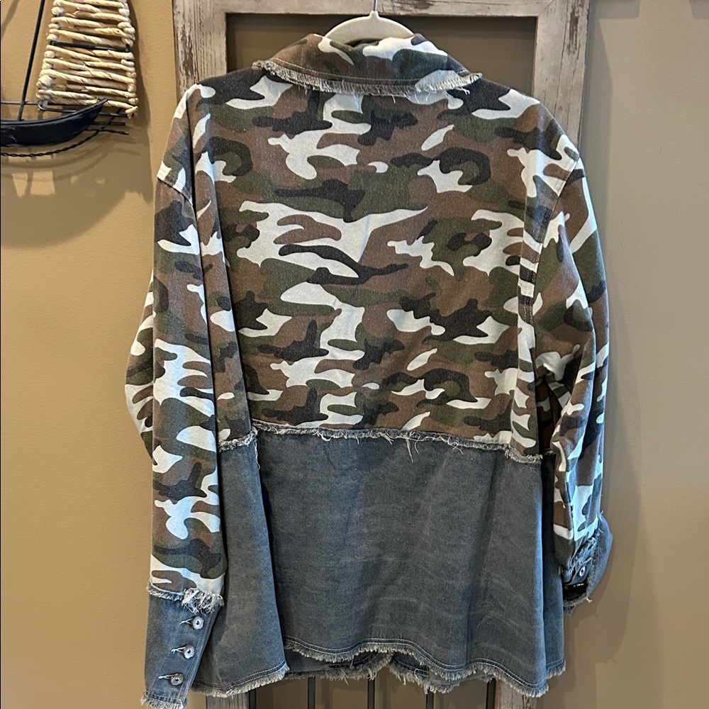 POL Camouflage & Denim Patchwork Jacket - Picture 6 of 8